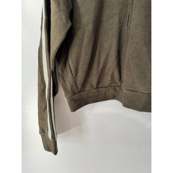 NWOT Halara Ribbed Stand Collar Long Sleeve Zipper Jacket Chestnut Stripe Large - Picture 8 of 9